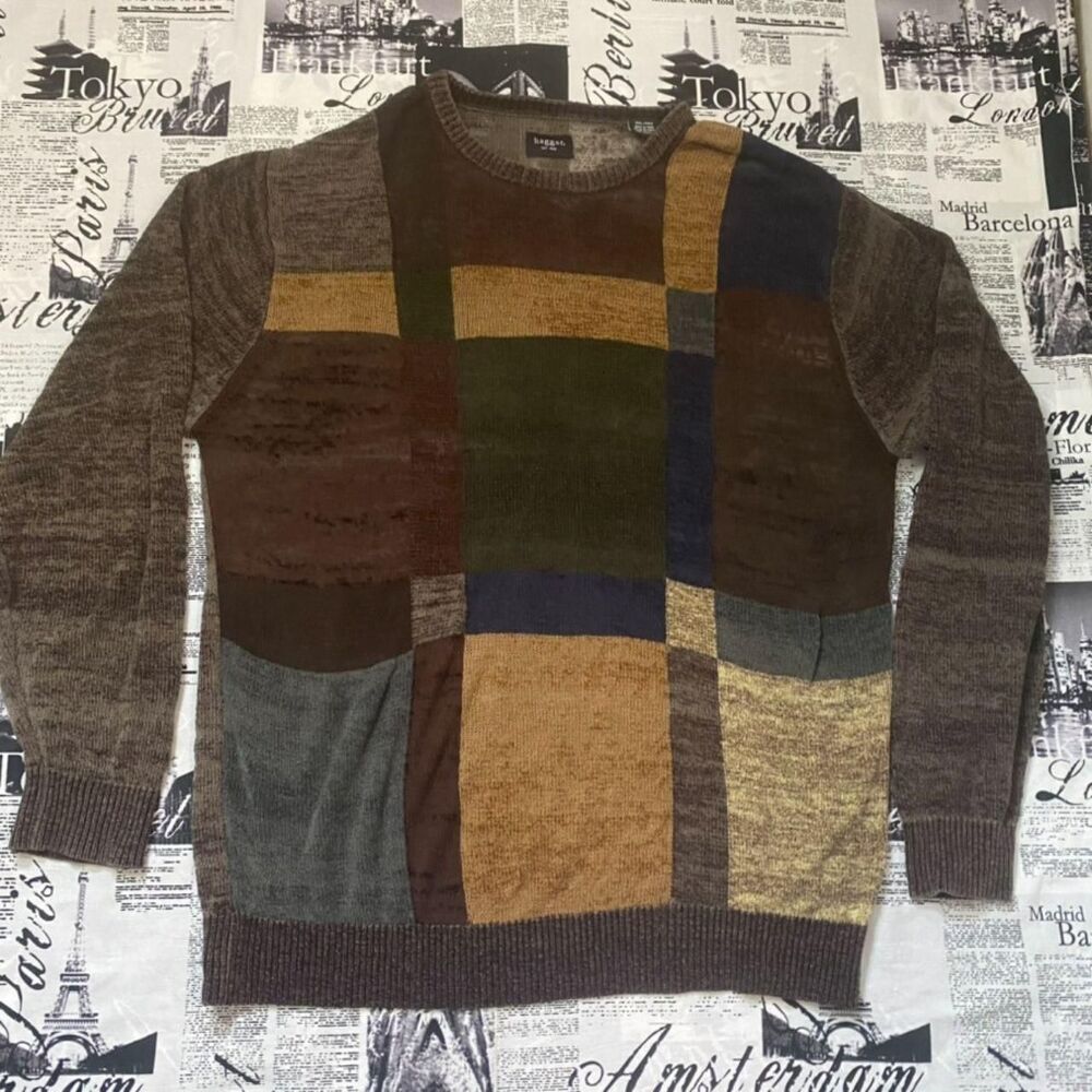 Haggar mens y2k 2000s vintage colorblock thin sweater plus size oversized